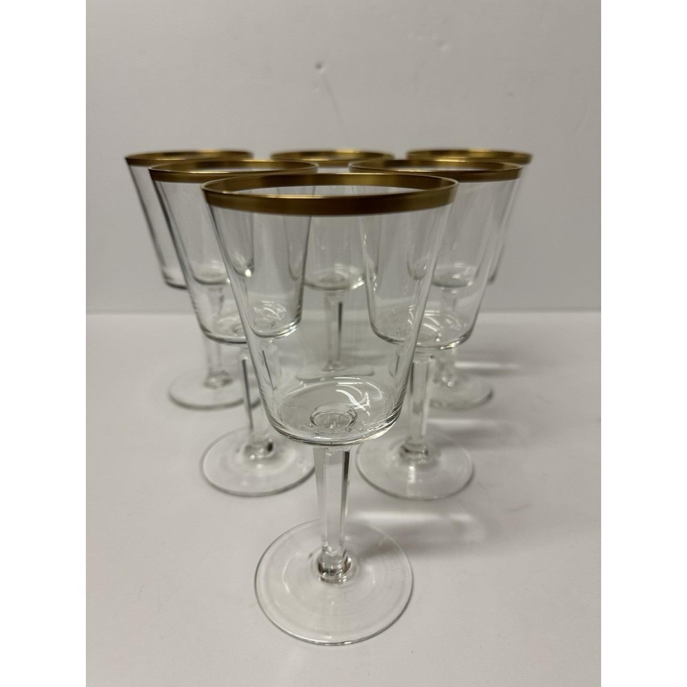Lenox Eternal Water Goblets 7 1/8" Gold Rim Barclay Shape Set Of 6 Vtg 60s